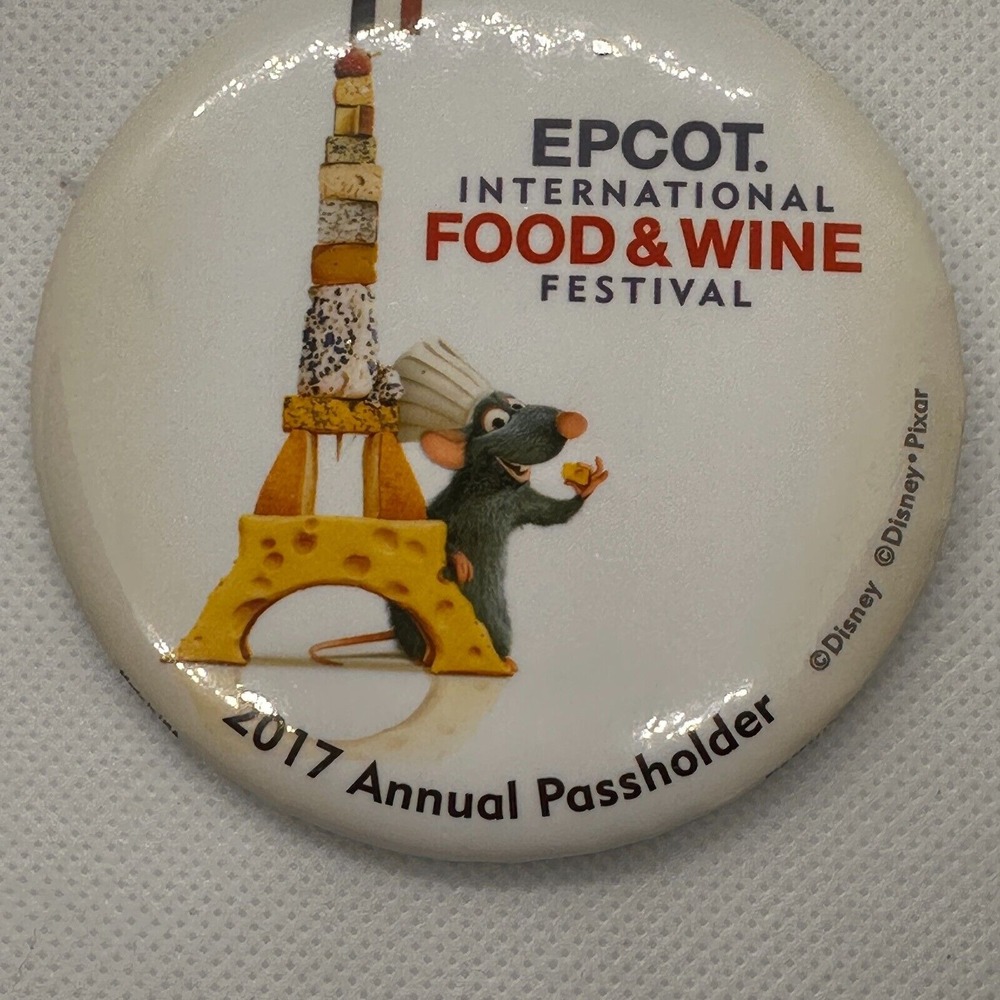 2017 Disney Button Pin WDW EPCOT International Food & Wine AP Remy‎ Eiffel Tower
